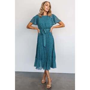 Baltic Born Prim Pleated Dress | Persian Blue Print